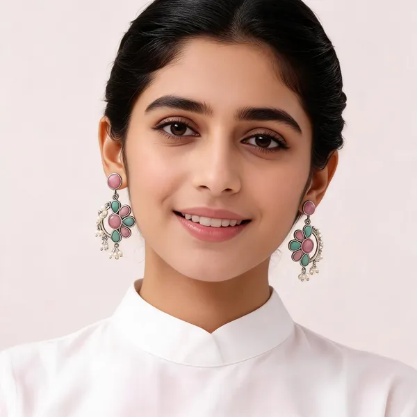 Silver_Tone_Floral_Stone_Dangler_Earrings_For_Women