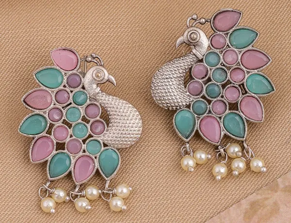 Multicolour_Peacock_Design_Drop_Earrings_For_Women