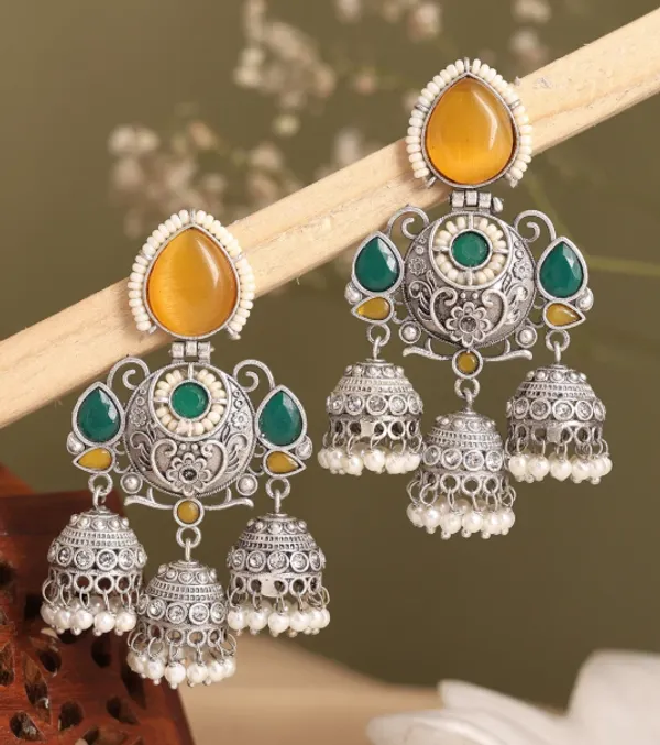 Gold_Tone_Oxidised_Jhumka_Earrings_For_Women
