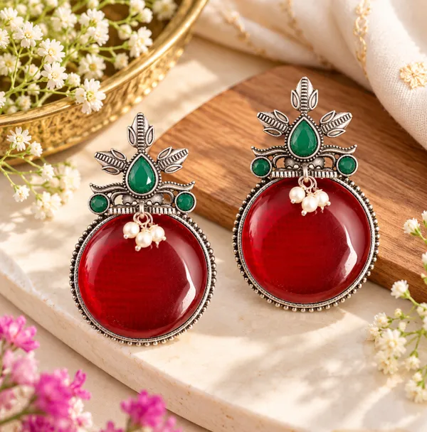 Elegant_Oxidized_Silver_Look-Alike_Stud_Earrings