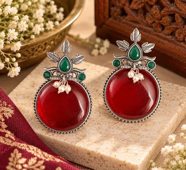 Elegant_Oxidized_Silver_Look-Alike_Stud_Earrings