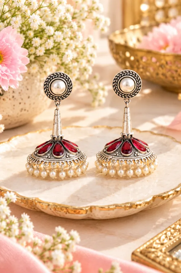 Elegant_Silver_Look-Alike_Jhumka_Earrings