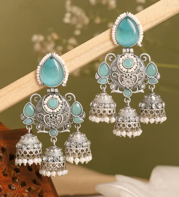 Silver_Tone_Oxidized_Jhumka_Earrings_For_Women
