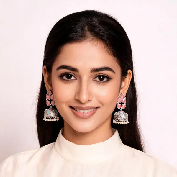 Silver_Tone_Pink_Stone_Jhumka_Earrings_For_Women