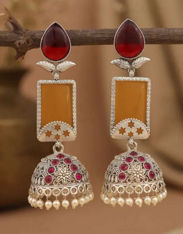 Silver_Tone_Red_Stone_Jhumka_Earrings_For_Women