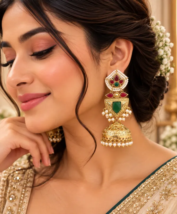 Gold_Jhumki_Earrings_(GREEN)