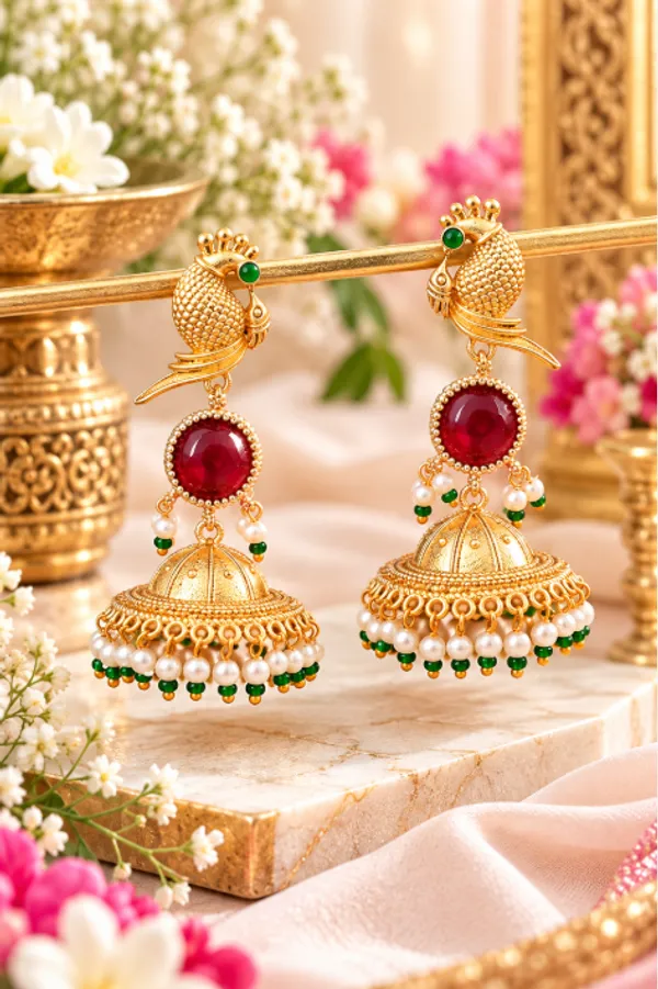 Golden_Peacock-Inspired_Jhumki_Earrings