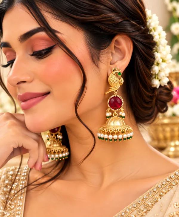 Golden_Peacock-Inspired_Jhumki_Earrings