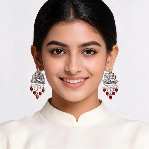 Silver_Tone_Elephant_Jhumka_Earrings_For_Women
