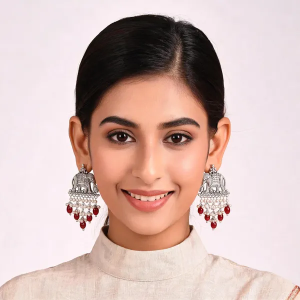 Silver_Tone_Elephant_Jhumka_Earrings_For_Women