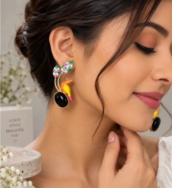 Hand-Painted_Bird_&_Leaf_Statement_Earrings