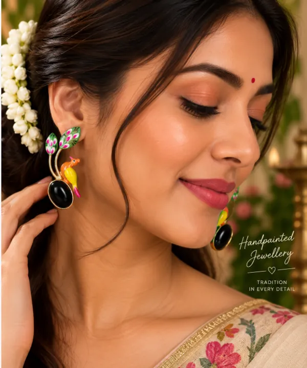 Hand-Painted_Bird_&_Leaf_Statement_Earrings