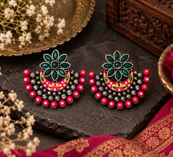 Hand-Painted_Chaandbali_Oxidized_Earrings