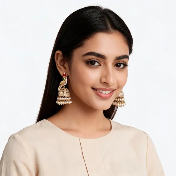 Gold_Tone_Bird_Motif_Jhumka_Earrings_For_Women