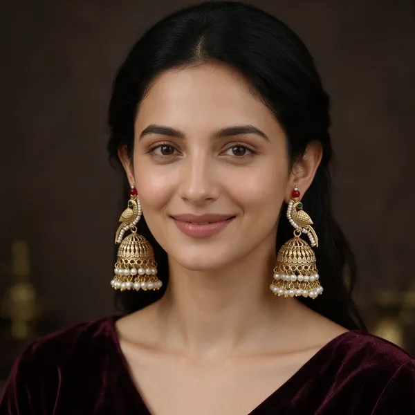 Gold_Tone_Bird_Motif_Jhumka_Earrings_For_Women