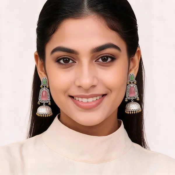 Silver_Tone_Stone_Studded_Jhumka_Earrings_For_Women