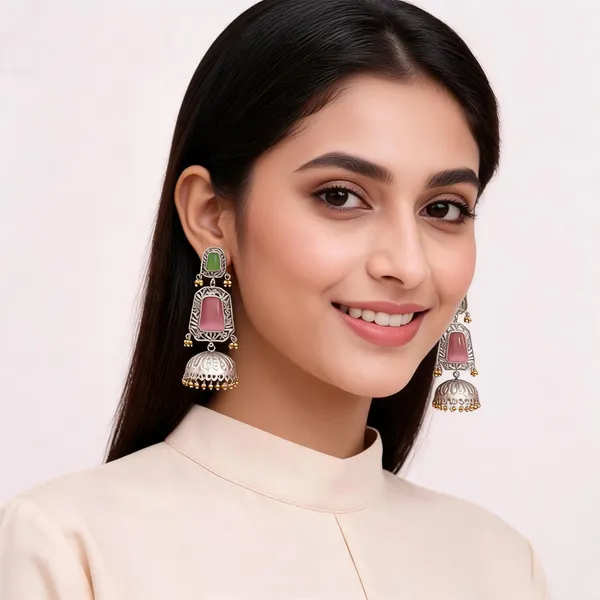 Silver_Tone_Stone_Studded_Jhumka_Earrings_For_Women