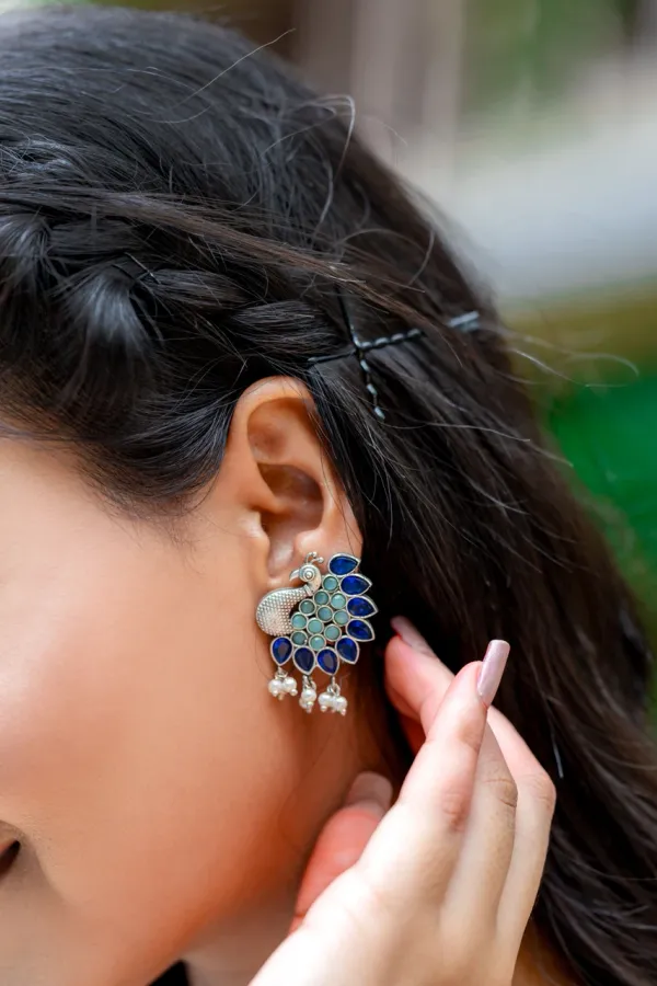 Blue_Peacock_Drop_Earrings_For_Women