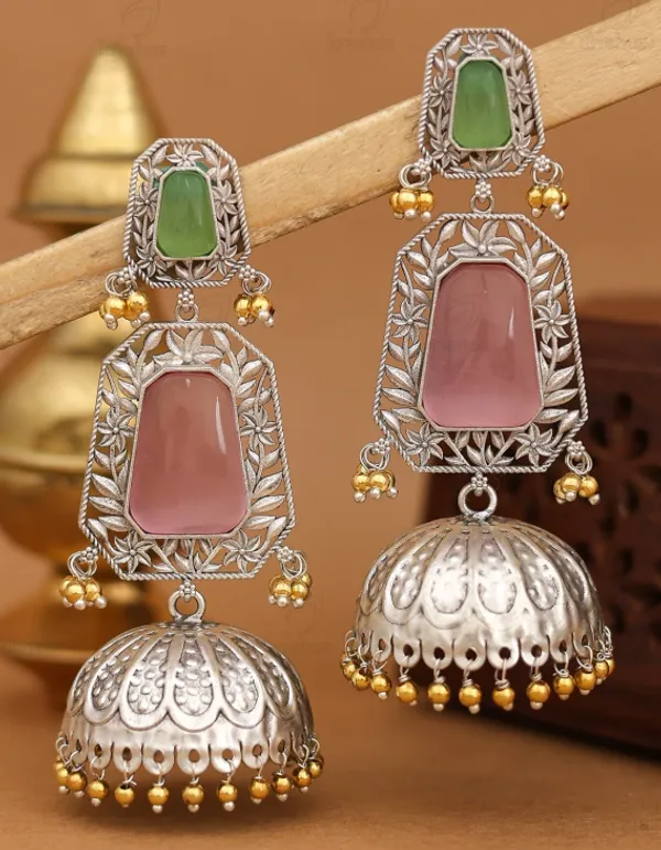 Silver_Tone_Stone_Studded_Jhumka_Earrings_For_Women