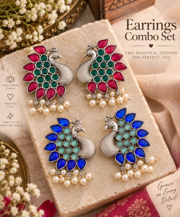 Peacock_Elegance_Earrings_Combo_–_2_Pairs