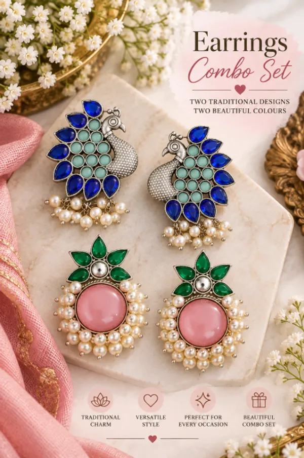 Peacock_&_Floral_Elegance_–_Earrings_Combo_Set