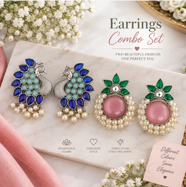 Peacock_&_Floral_Elegance_–_Earrings_Combo_Set