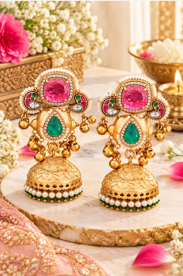 Premium_Gold_Jhumki_Earrings_–_Doublet_Stone_&_Ghungroo_Detailing
