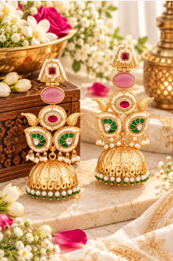 Premium_Gold_Jhumki_Earrings_–_Kundan-Inspired_Leaf_Design