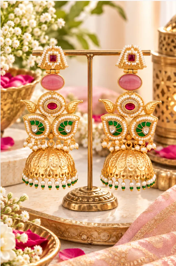 Premium_Gold_Jhumki_Earrings_–_Kundan-Inspired_Leaf_Design