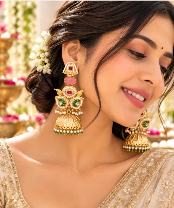 Premium_Gold_Jhumki_Earrings_–_Kundan-Inspired_Leaf_Design