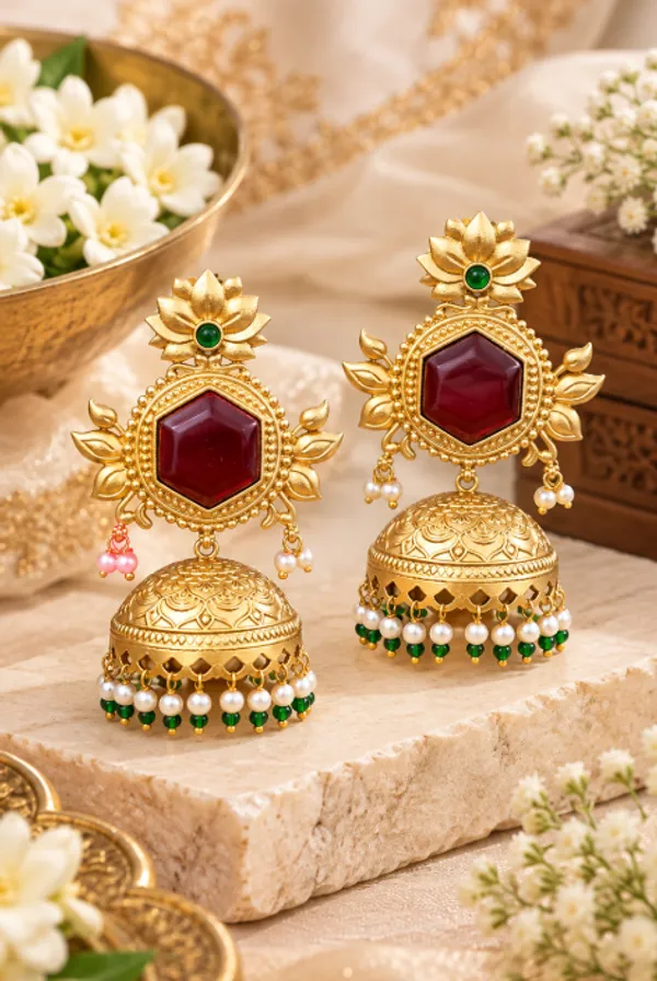 Premium_Gold-Plated_Lotus_Jhumki_Earrings