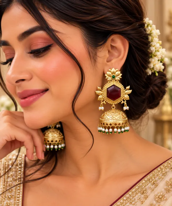 Premium_Gold-Plated_Lotus_Jhumki_Earrings