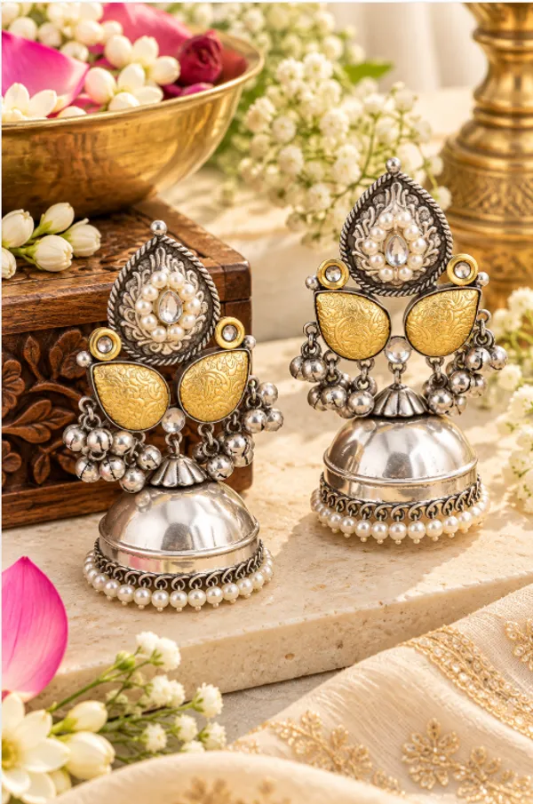 Premium_Two-Tone_Oxidized_Jhumki_Earrings