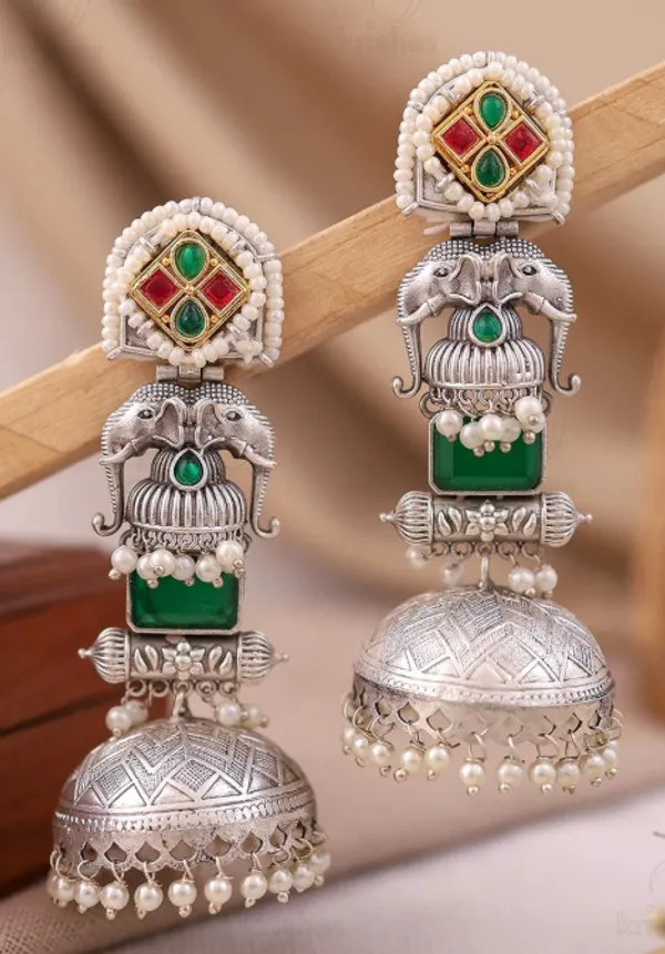 Silver_Tone_Stone_Studded_Jhumka_Earrings_For_Women