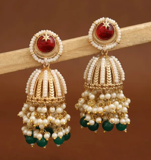 Multicolour_Beaded_Jhumka_Earrings_For_Women