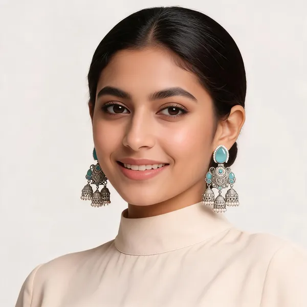 Silver_Tone_Oxidized_Jhumka_Earrings_For_Women