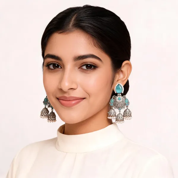 Silver_Tone_Oxidized_Jhumka_Earrings_For_Women