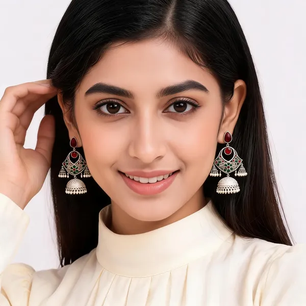 Silver_Tone_Stone_Studded_Jhumka_Earrings_For_Women