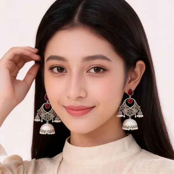Silver_Tone_Stone_Studded_Jhumka_Earrings_For_Women