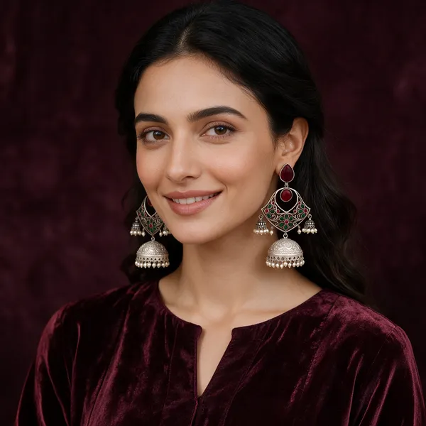 Silver_Tone_Stone_Studded_Jhumka_Earrings_For_Women