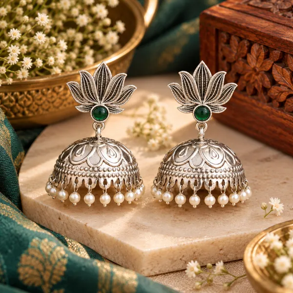 Timeless_Lotus_Jhumki_Earrings