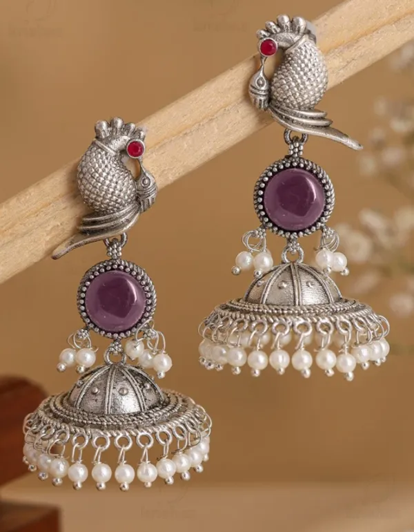 Silver_Oxidised_Peacock_Jhumka_Earrings_For_Women