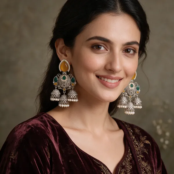 Gold_Tone_Oxidised_Jhumka_Earrings_For_Women