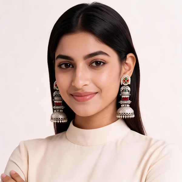 Silver_Tone_Oxidised_Jhumka_Earrings_For_Women
