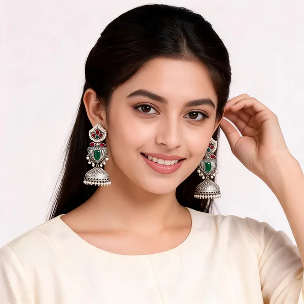Silver_Tone_Oxidized_Jhumka_Earrings_For_Women