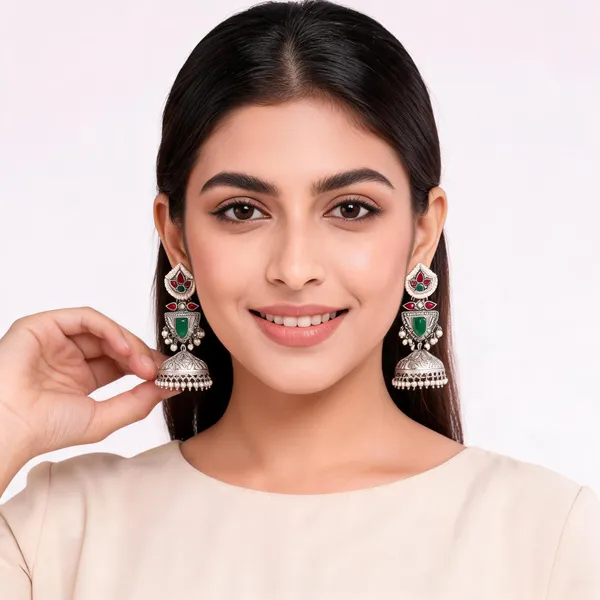 Silver_Tone_Oxidized_Jhumka_Earrings_For_Women