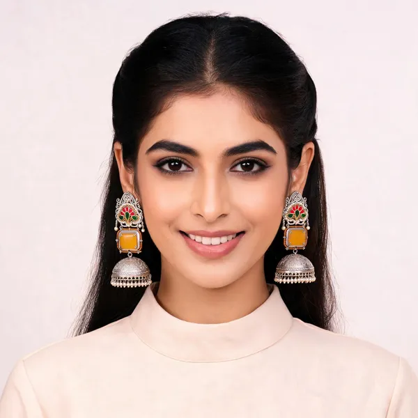 Silver_Tone_Multicolour_Jhumka_Earrings_For_Women