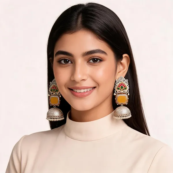 Silver_Tone_Multicolour_Jhumka_Earrings_For_Women
