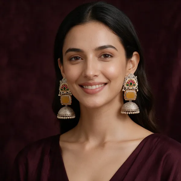 Silver_Tone_Multicolour_Jhumka_Earrings_For_Women