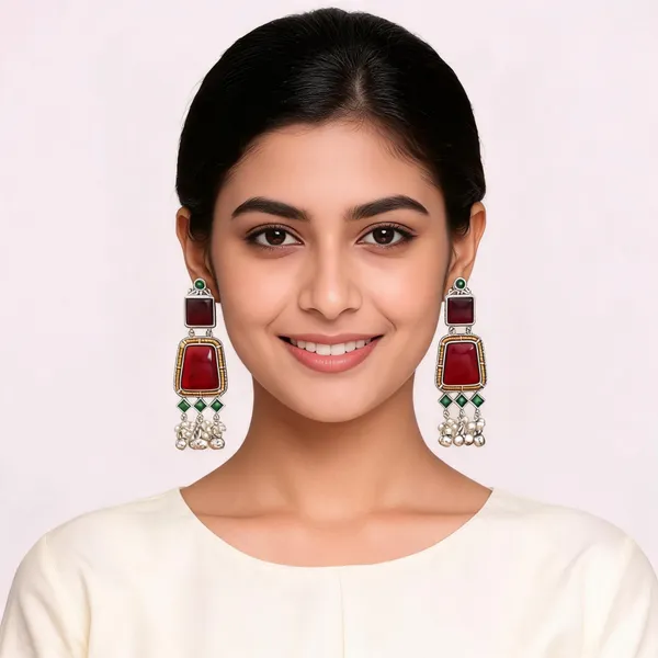 Red_And_Green_Stone_Long_Drop_Earrings_For_Women